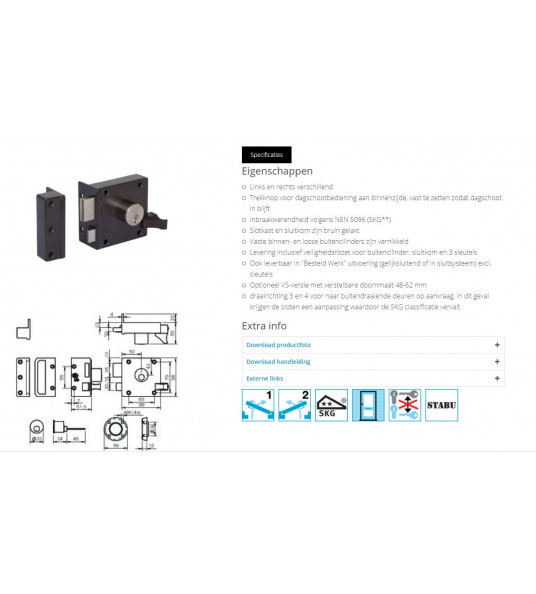 1754VS-2 LIPS-C2, CILINDEROPLEGSLOT MET LOSSE BUITENCILINDER, DAG- EN