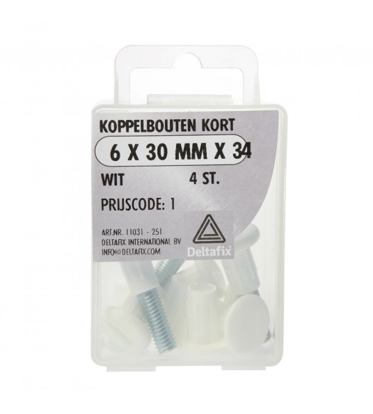 KOPPELBOUT KORT WIT 6 X 30 X 34 MM 4ST