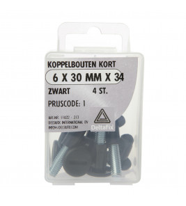 KOPPELBOUTEN KORT ZWART 6X30 MM 4 ST