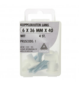 KOPPELBOUTEN LANG WIT 6X36 MM 4 ST