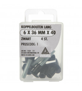 KOPPELBOUTEN LANG ZWART 6X36 MM 4 ST