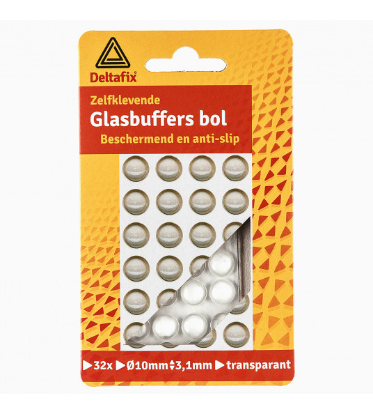 GLASBUFFER ZELFKLEVEND BOL TRANSPARANT 10 MM X 3.1MM 32ST