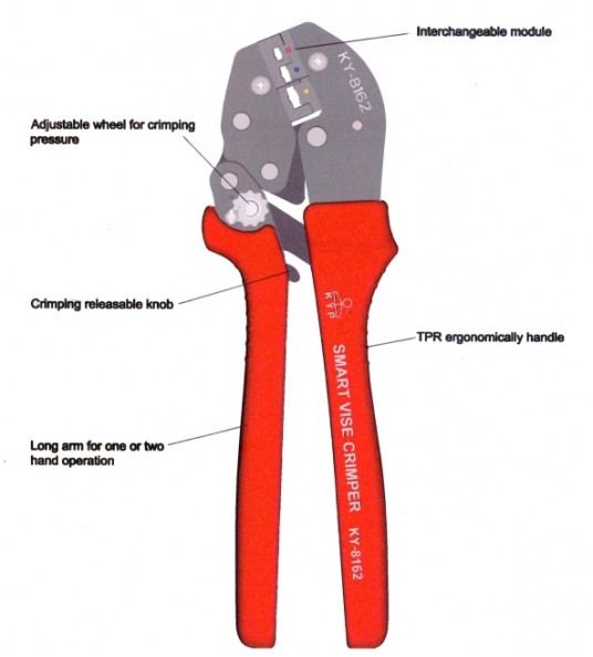 ADLER KRIMPTANG TBV KABELSCHOEN 1,5 - 6MM ROOD-BLAUW-GEEL