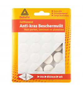 ANTI-KRAS BESCHERMVILT ROND WIT 22 MM 16 STUKS