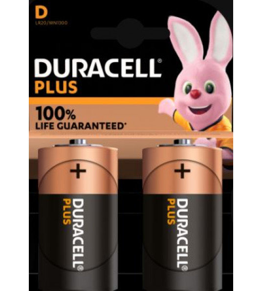 DURACELL BATTERIJ ALKALINE PLUS D (2 STUKS)
