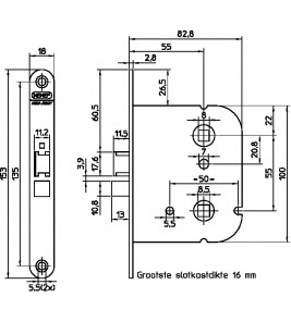NEMEF BADKAMERDEURSLOT 1444-55 DOORNMAAT 55MM, WC-MAAT 55MM