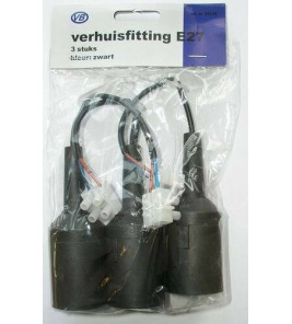 VERHUISFITTING E27 ZWART MAX 40 WATT (3 STUKS)