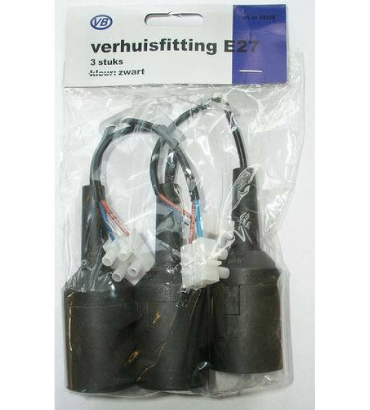 VERHUISFITTING E27 ZWART MAX 40 WATT (3 STUKS)