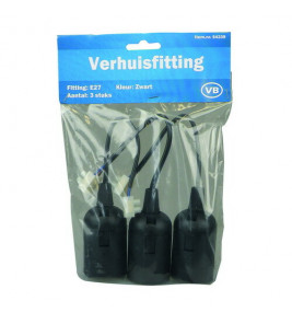 VERHUISFITTING E27 ZWART MAX 40 WATT (3 STUKS)