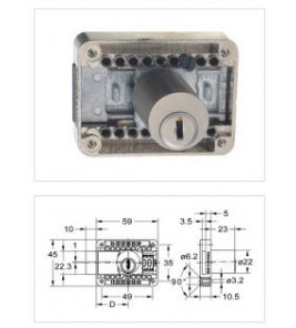 JUNIE 2820 MEUBELSLOT VERSTELBARE CILINDER VERNIKKELD