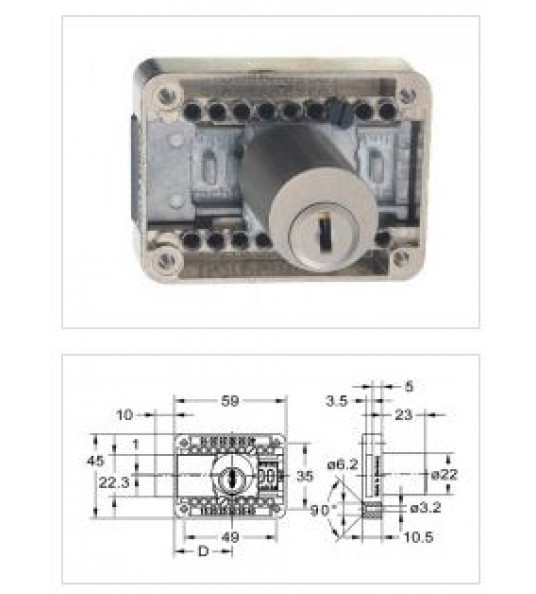 JUNIE 2820 MEUBELSLOT VERSTELBARE CILINDER VERNIKKELD
