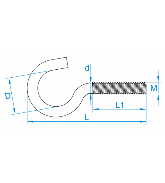SCHROEFHAAK METRISCH M6X60 IJZER GEGALVANISEERD PER STUK