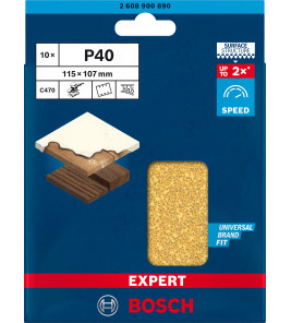BOSCH SCHUURPAPIER VELCRO 115 X 107 MM, KORREL 40 (10 ST) BOSCH SCHUURPAPIER VELCRO 115 X 107 MM, KORREL 40 (10 ST)