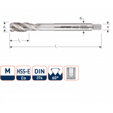 HSS-E MACHINETAP OPTI-LINE BLIND, DIN 376, M8 X 1.25