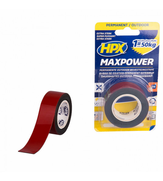 HPX MAX POWER OUTDOOR BEVESTIGINGSTAPE - ZWART 25MM X 1,5M