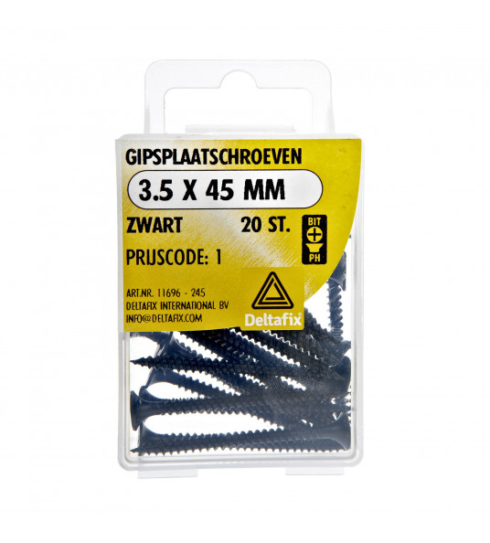 GIPSPLAATSCHROEVEN ZWART 3.5X45 20 ST