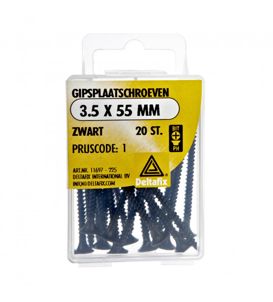 GIPSPLAATSCHROEVEN ZWART 3.5X55 20 ST