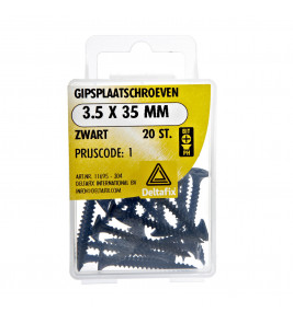 GIPSPLAATSCHROEVEN ZWART 3.5X35 20 ST GIPSPLAATSCHROEVEN ZWART 3.5X35 20 ST