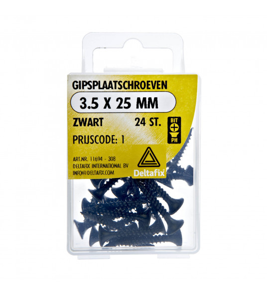 GIPSPLAATSCHROEVEN ZWART 3.5X25 24 ST