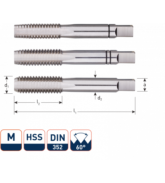HSS HANDTAPSET 3-DLG DIN352 METRISCH M6X1