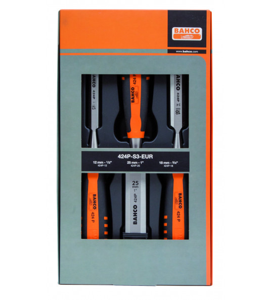 BAHCO STEEKBEITELSET 2COMP DOOS 3DELIG 12/18/25MM BAHCO STEEKBEITELSET 2COMP DOOS 3DELIG 12/18/25MM