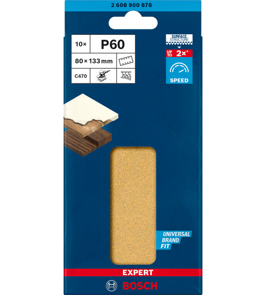BOSCH SCHUURVEL VELCRO 80X133MM K60 (10 STUKS)