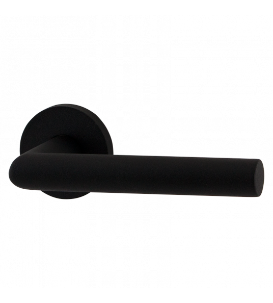 GPF810VZ ZWART STRUCTUUR L-HAAKS MODEL 19MM DEURKRUK OP ROZET 53X6MM