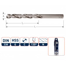 HSS-G METAALBOOR, DIN 338, TYPE N, ø1,2 MM (2 STUKS)