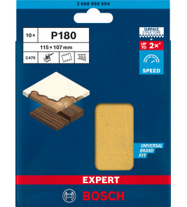 BOSCH SCHUURPAPIER VELCRO 115 X 107 MM, KORREL 180 (10 ST) BOSCH SCHUURPAPIER VELCRO 115 X 107 MM, KORREL 180 (10 ST)