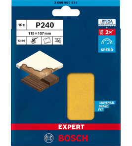 BOSCH SCHUURPAPIER VELCRO 115 X 107 MM, KORREL 240 (10 ST) BOSCH SCHUURPAPIER VELCRO 115 X 107 MM, KORREL 240 (10 ST)