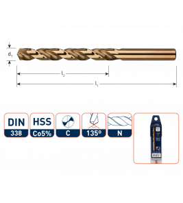 HSS-E METAALBOOR COBALT, DIN 338, TYPE N, ø10,5 MM (1 STUKS)