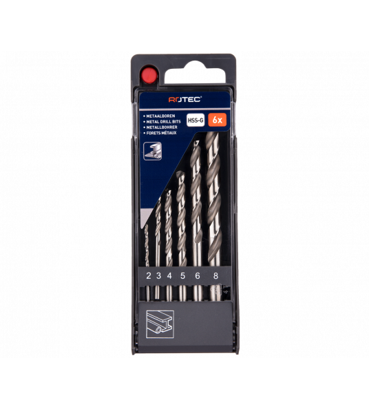 SPIRAALBORENSET '105', DIN 338, TYPE N, 6-DLG ø2-8