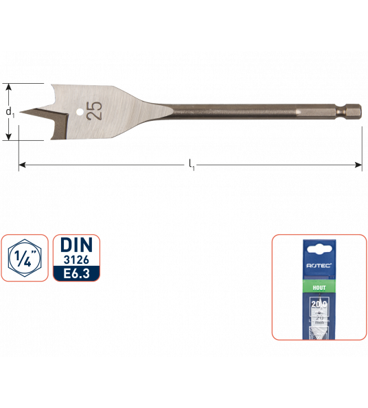 SPEEDBOOR, 1/4" E6.3-BIT-AANSLUITING, DIN 3126, ø20X152 SPEEDBOOR, 1/4" E6.3-BIT-AANSLUITING, DIN 3126, ø20X152