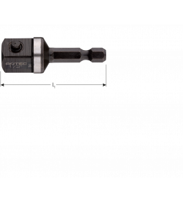 ADAPTER DOPSLEUTELS 1/4"- 4-KNT. 1/2'',MET STIFT, L=50MM