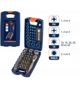 BIT- EN DOPSLEUTEL-SET OPTI-LINE, BITS PH-PZ-T-SW 30-DLG.