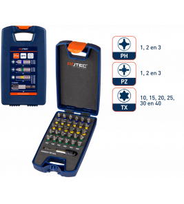 BIT- & BITHOUDER-SET OPTI-LINE, BITS PH-PZ-SL-TX 31-DLG.