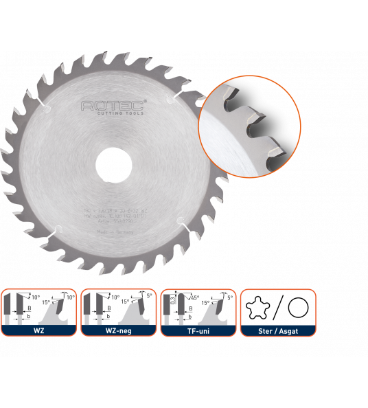 CIRKELZAAGBLAD VOOR HOUT/KUNSTSTOF ø160X2,2X20 Z=48 WZ