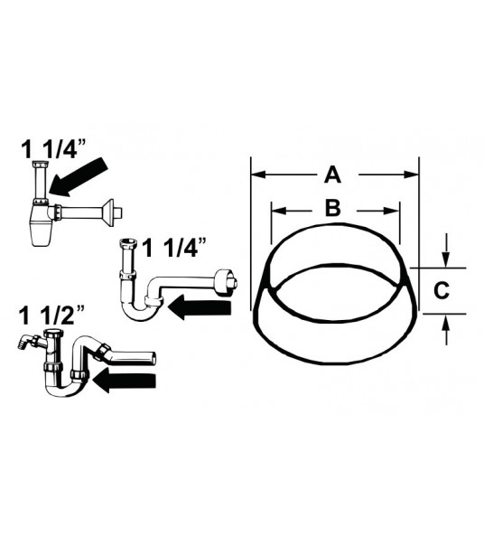 CONISCHE RING SIFON 1 1/2" (40MM) 44X39X8MM