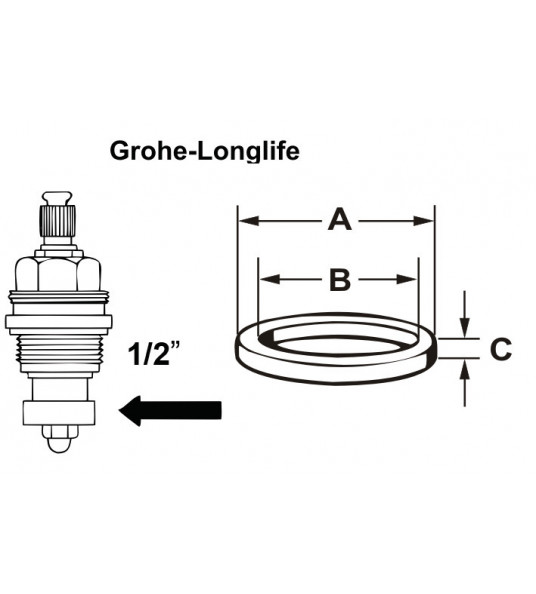 KRAANSCHIJF GROHE 1/2" 16.5MM (4 STUKS)