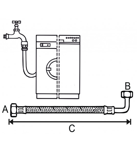 WASMACHINE-TOEVOERSLANG KUNSTSTOF 3 METER