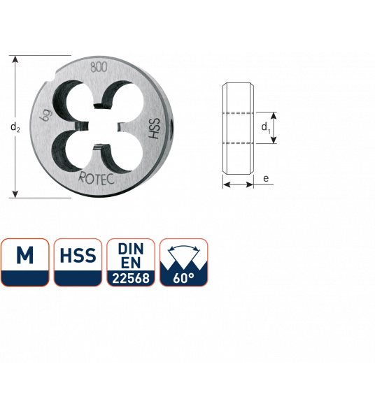 HSS RONDE SNIJPLAAT 20MM, DIN-EN 22568, M3 X 0.5