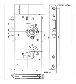 CENTRAALSLOT DIN RS MAUER 8635 FPZW DSB 60 MM RVS VOORPL.235X20MM