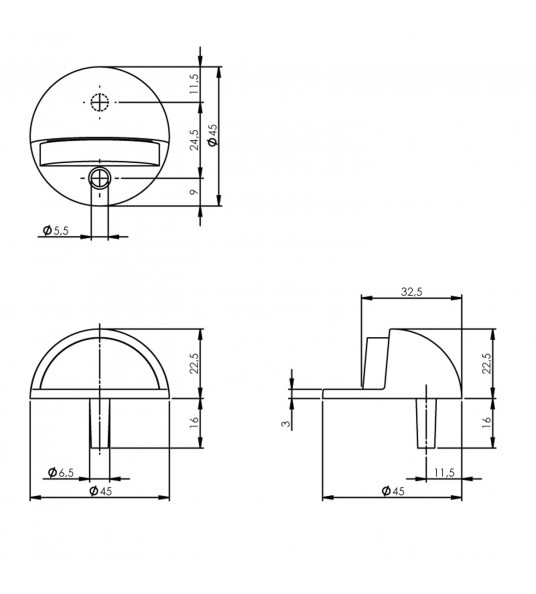 DEURSTOP ROND MODEL MAT ZWART