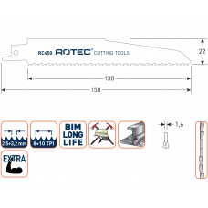 RECIPROZAAGBLAD RC450 VOOR DIK STAAL GROF (5 STUKS)