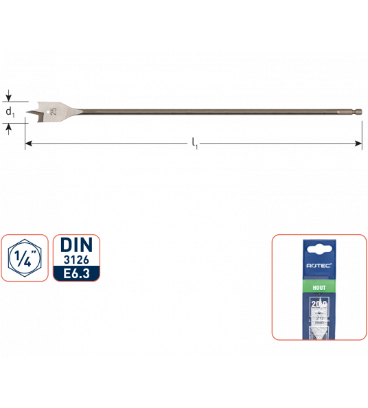 SPEEDBOOR LANG, 1/4" E6.3-BIT-AANSLUITING DIN 3126, ø24X400