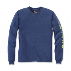 CARHARTT SLEEVE LOGO T-SHIRT L/S DARK COBALT BLUE HEATHER S