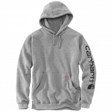 CARHARTT SLEEVE LOGO HOODED SWEATSHIRT HEATHER GREY/BLACK S