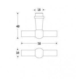 MEUBELKNOP CHEMIN DE FER 58X10MM MTO