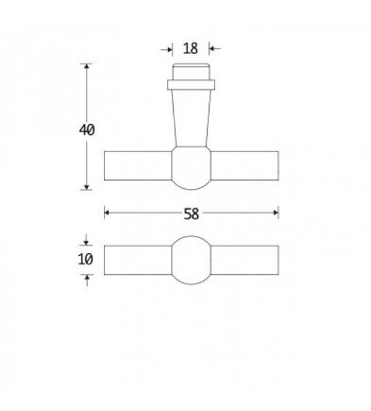 MEUBELKNOP CHEMIN DE FER 58X10MM MMNO MEUBELKNOP CHEMIN DE FER 58X10MM MMNO