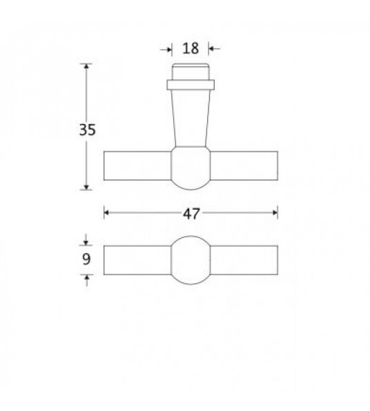 MEUBELKNOP CHEMIN DE FER 47X9MM MMNO